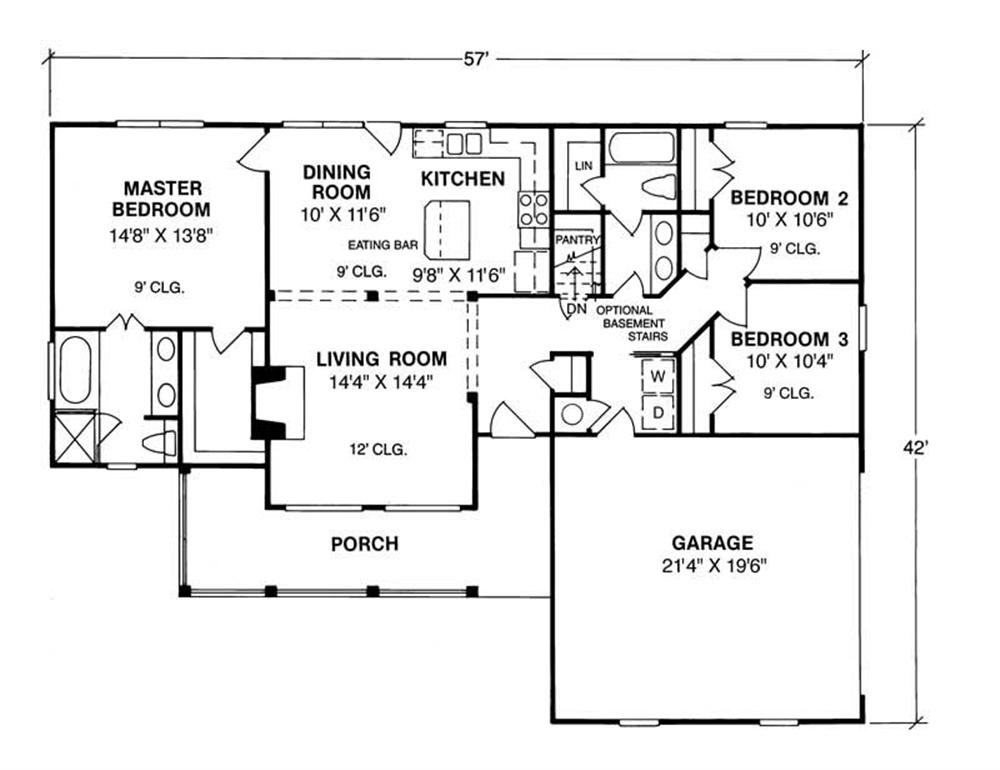 Floor Plan First Story of Small House Plans #178-1008